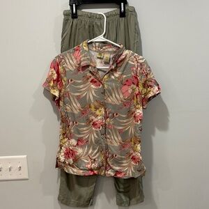 Islander Pink and Green Tropical Shirt outfit